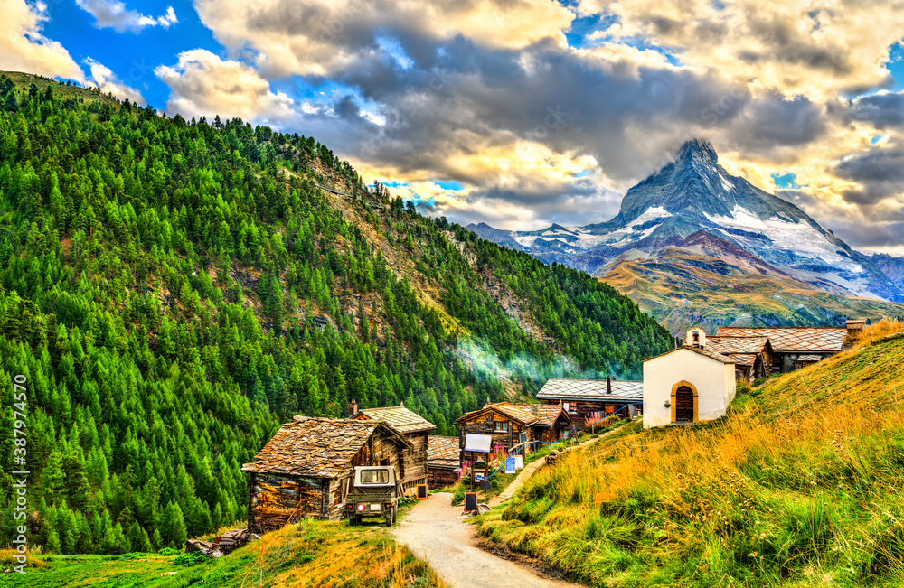 View of the Matterhorn mountain at Findeln near Zermatt - the canton of Valais, Switzerland