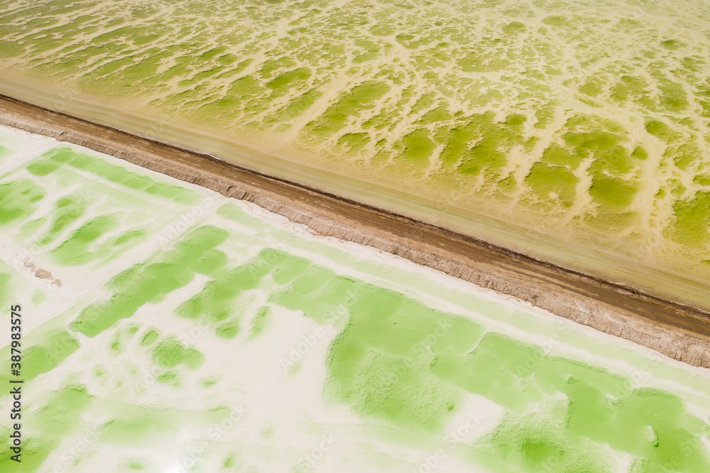 The green saline lake, natural lake background.