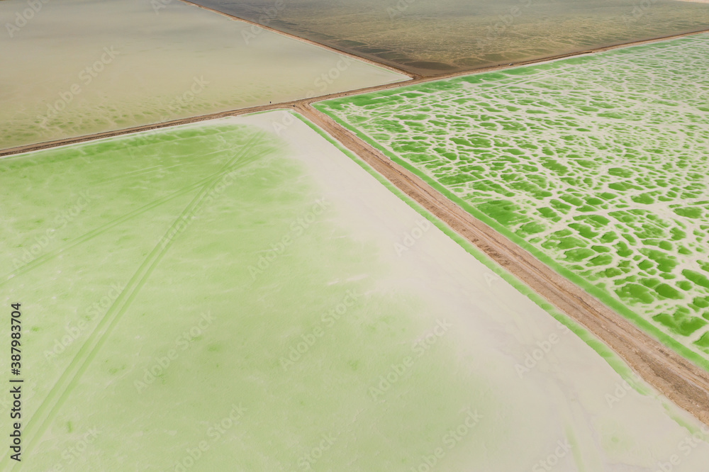 The green saline lake, natural lake background.