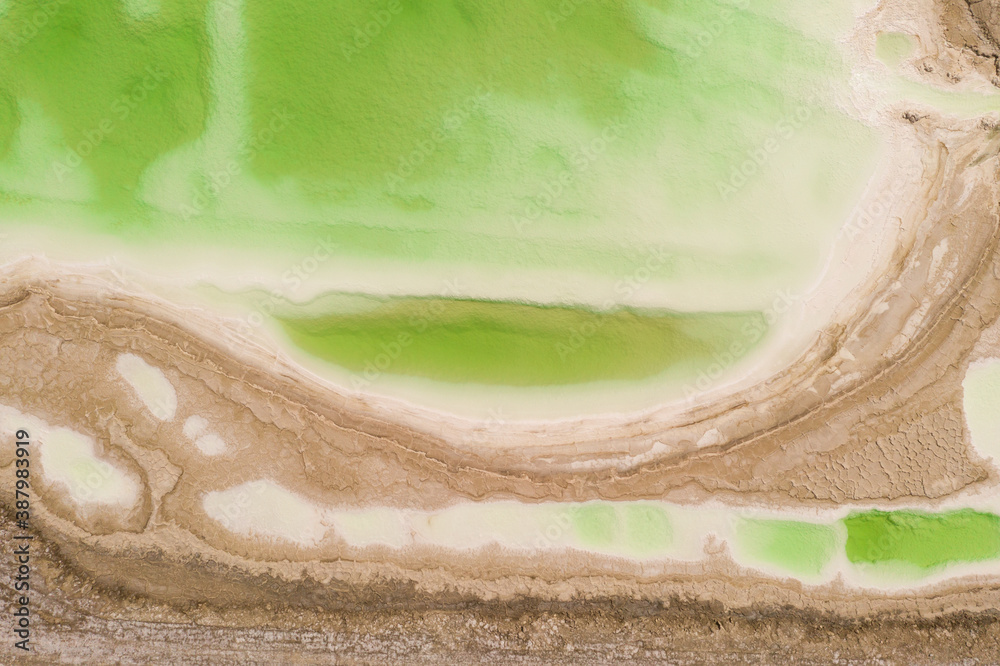 The green saline lake, natural lake background.