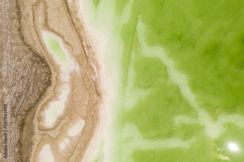 The green saline lake, natural lake background.