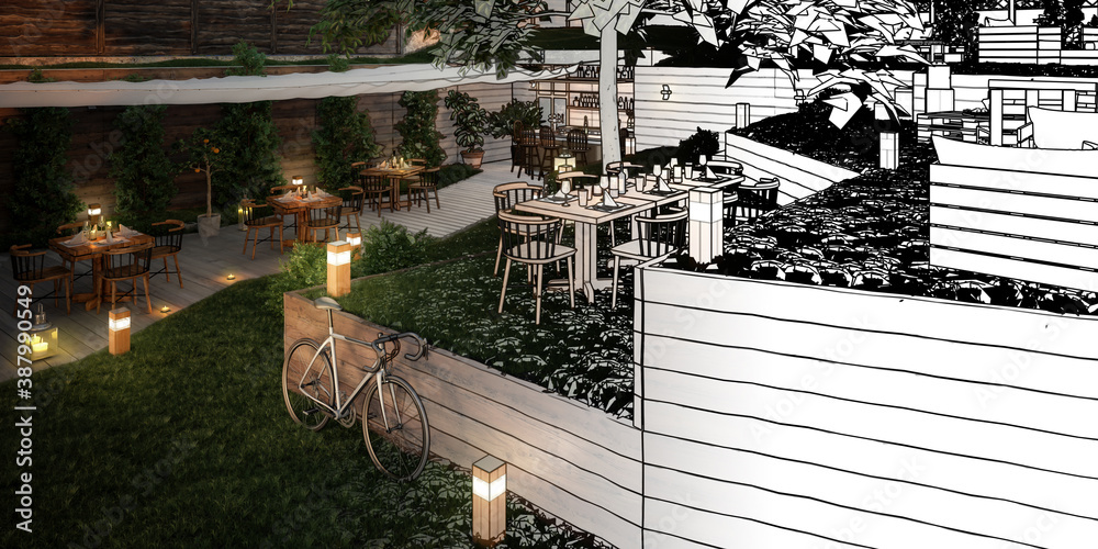 Garden Pub & Restaurant (draft) - panoramic 3d visualization