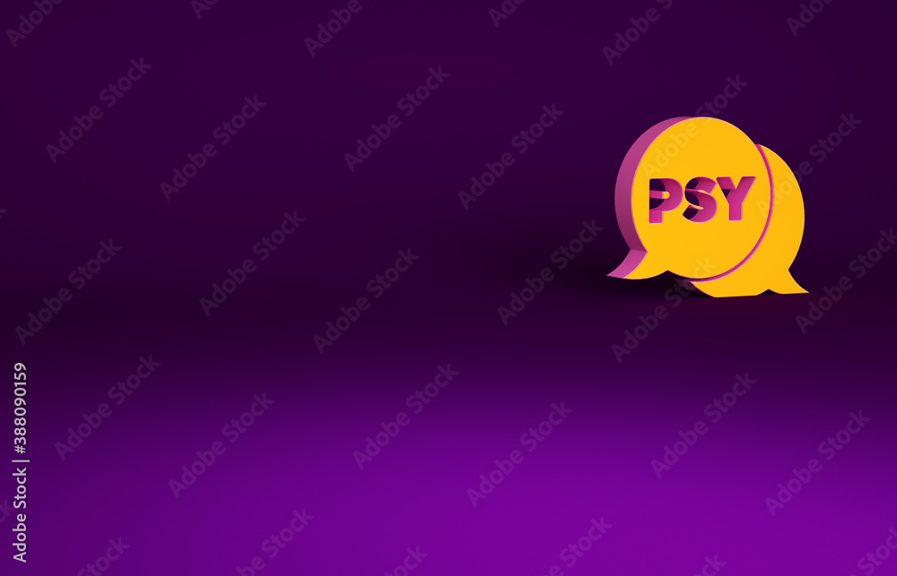 Orange Psychology icon isolated on purple background. Psi symbol. Mental health concept, psychoanaly