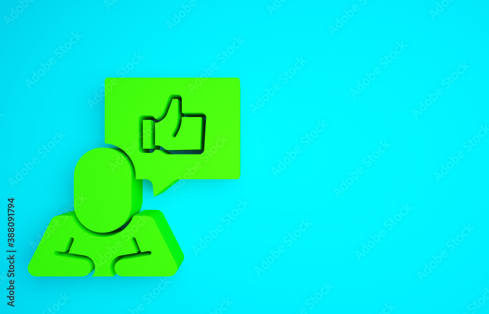 Green Hand like icon isolated on blue background. Minimalism concept. 3d illustration 3D render.