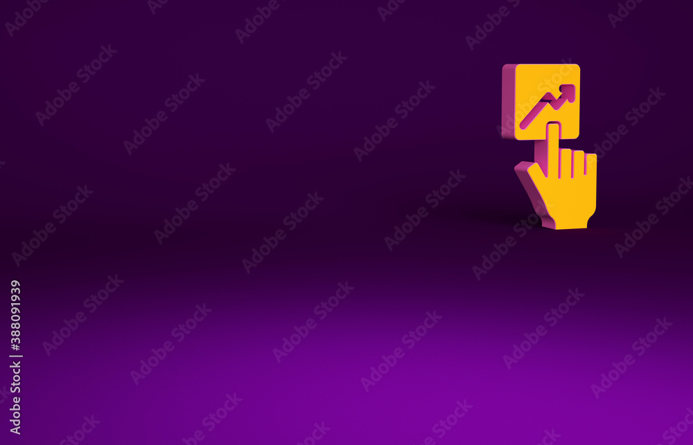 Orange Leader of a team of executives icon isolated on purple background. Minimalism concept. 3d ill