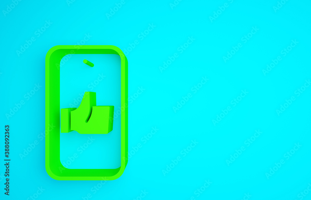 Green Hand like icon isolated on blue background. Minimalism concept. 3d illustration 3D render.