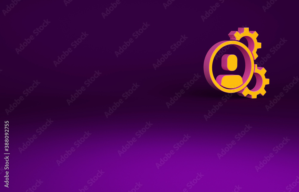 Orange Head hunting icon isolated on purple background. Business target or Employment sign. Human re