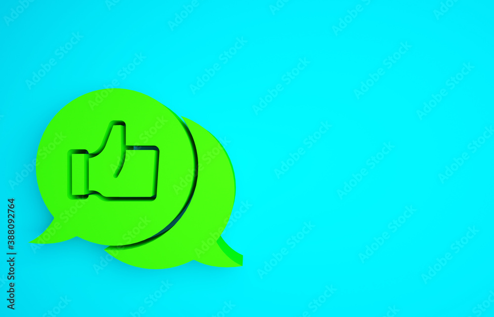 Green Hand like icon isolated on blue background. Minimalism concept. 3d illustration 3D render.