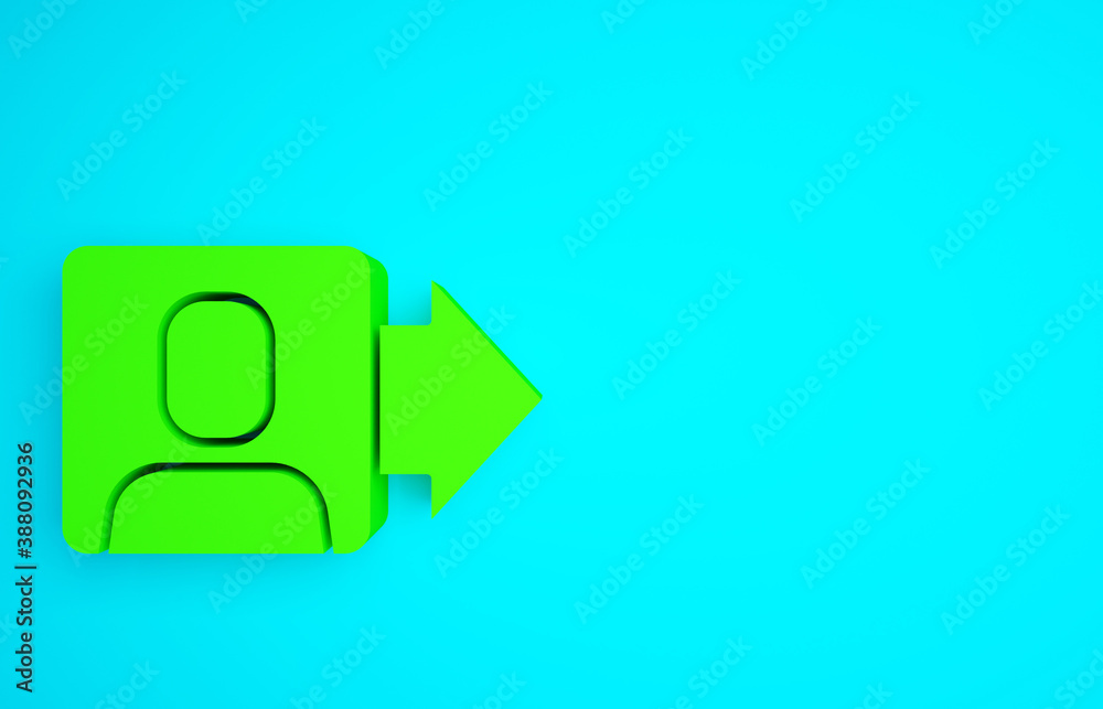 Green Leader of a team of executives icon isolated on blue background. Minimalism concept. 3d illust