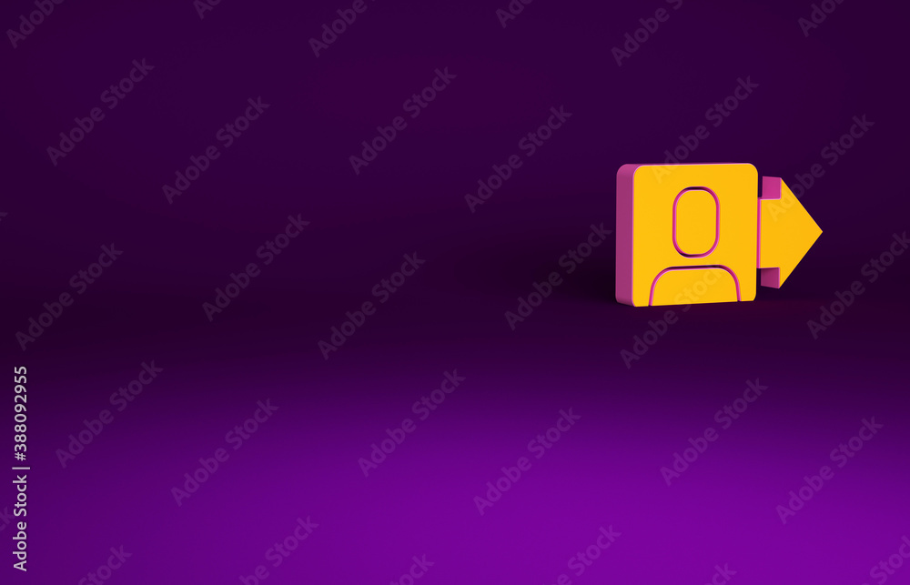 Orange Leader of a team of executives icon isolated on purple background. Minimalism concept. 3d ill