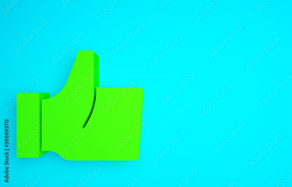 Green Hand like icon isolated on blue background. Minimalism concept. 3d illustration 3D render.