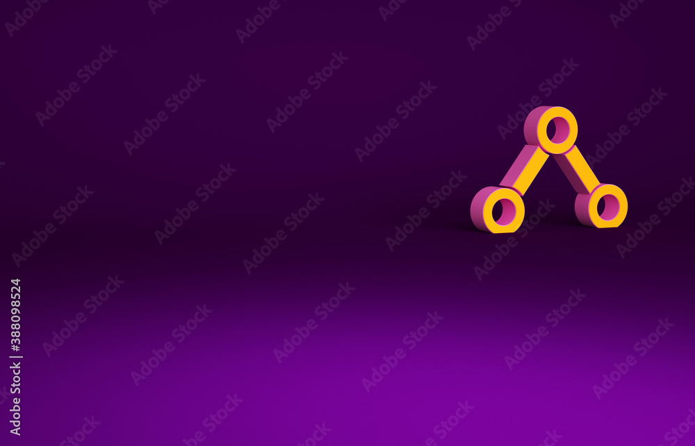 Orange Molecule icon isolated on purple background. Structure of molecules in chemistry, science tea