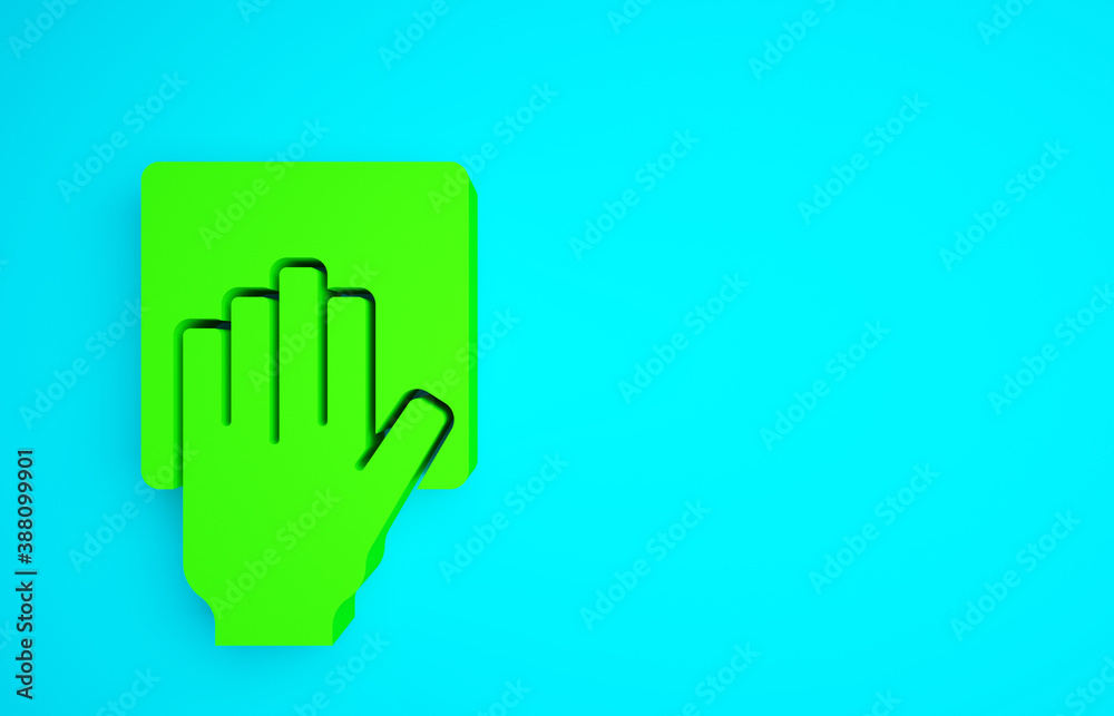 Green Cleaning service icon isolated on blue background. Minimalism concept. 3d illustration 3D rend