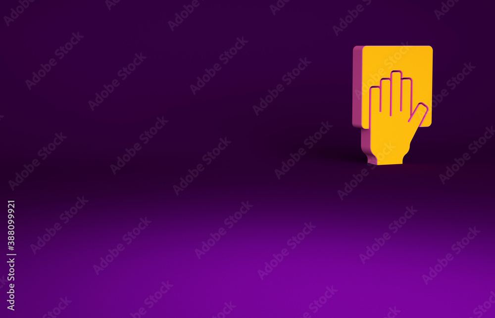 Orange Cleaning service icon isolated on purple background. Minimalism concept. 3d illustration 3D r