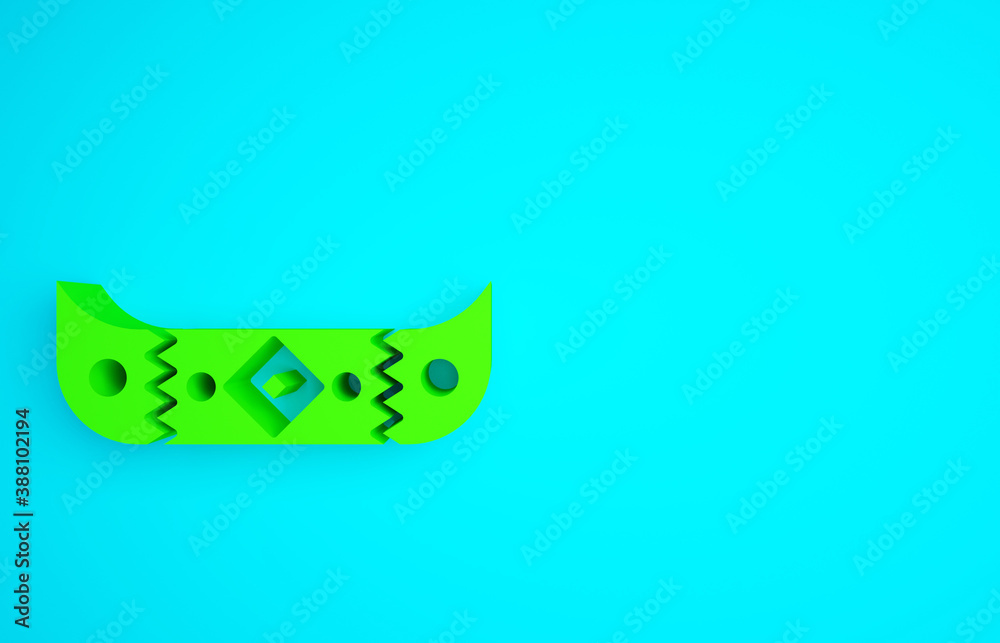 Green Kayak and paddle icon isolated on blue background. Kayak and canoe for fishing and tourism. Ou