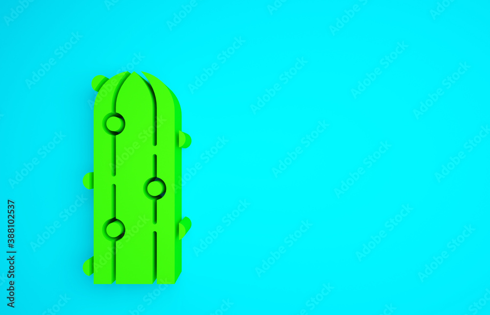 Green Cactus icon isolated on blue background. Minimalism concept. 3d illustration 3D render.