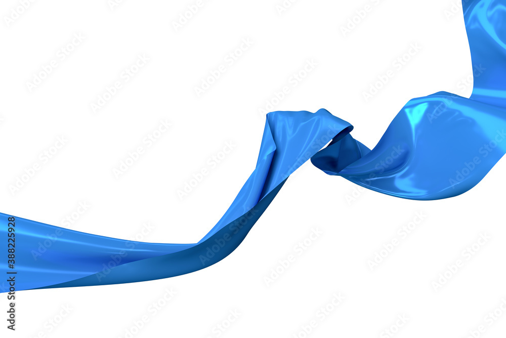 Flowing cloth with white background, 3d rendering.