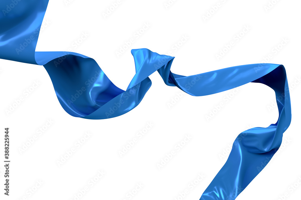 Flowing cloth with white background, 3d rendering.