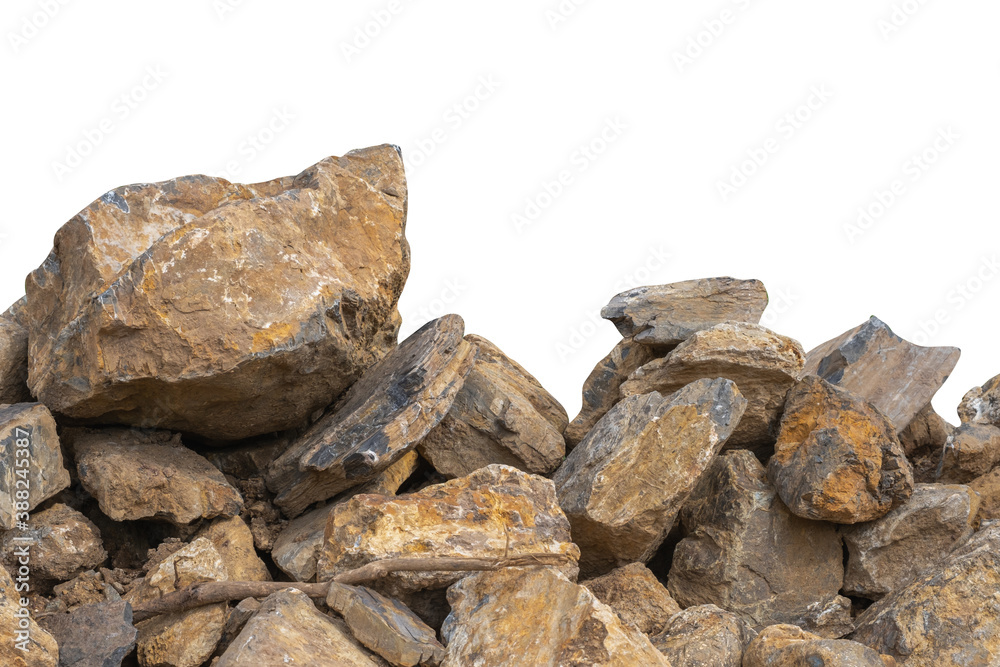 stone pile and ground isolated on white background with clipping path