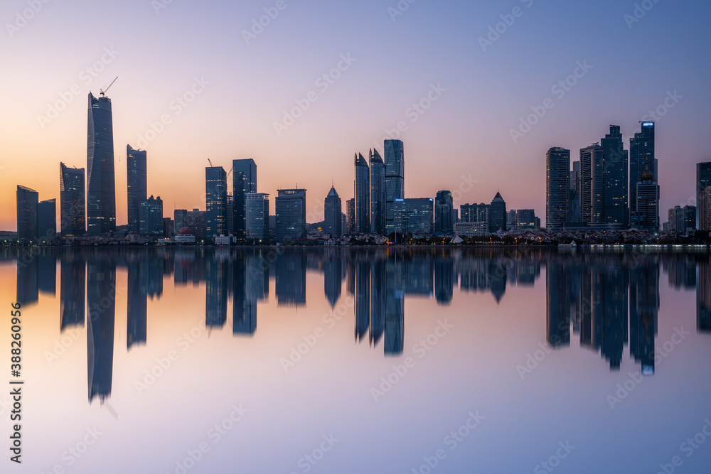 Qingdao coastline architectural landscape skyline panorama