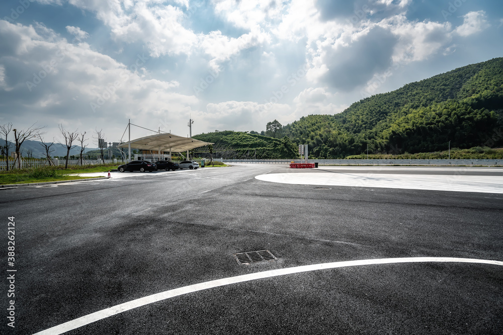 Asphalt floor and service area parking