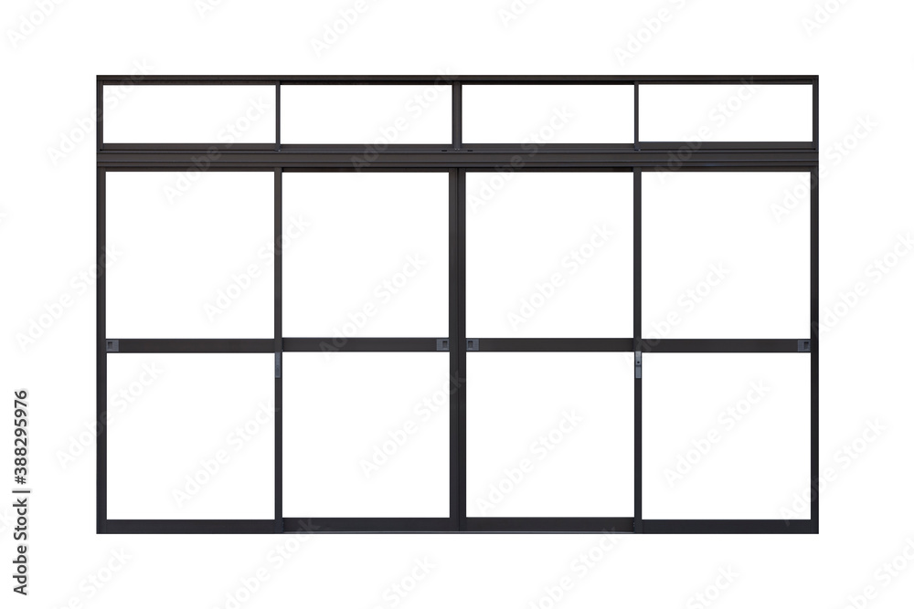 Black aluminum door frame isolated on a white background