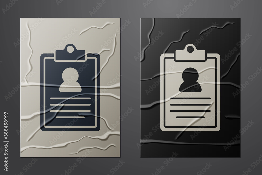 White Medical clipboard with clinical record icon isolated on crumpled paper background. Prescriptio