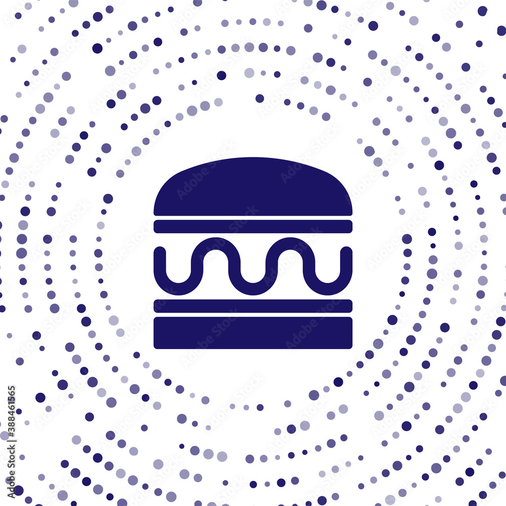 Blue Burger icon isolated on white background. Hamburger icon. Cheeseburger sandwich sign. Fast food