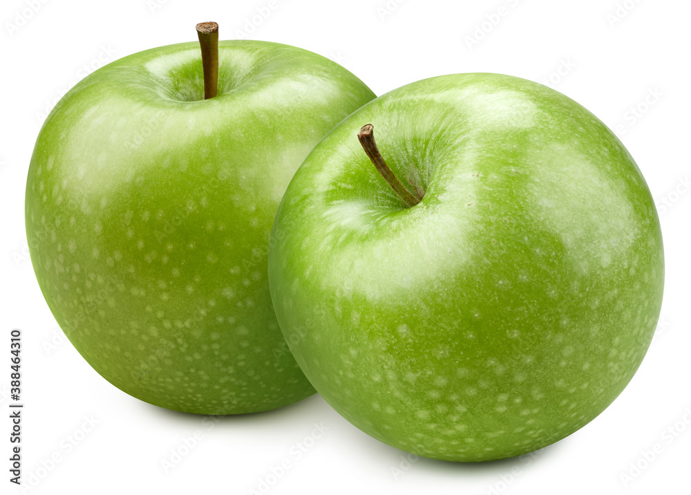 Two green apple isolated on white