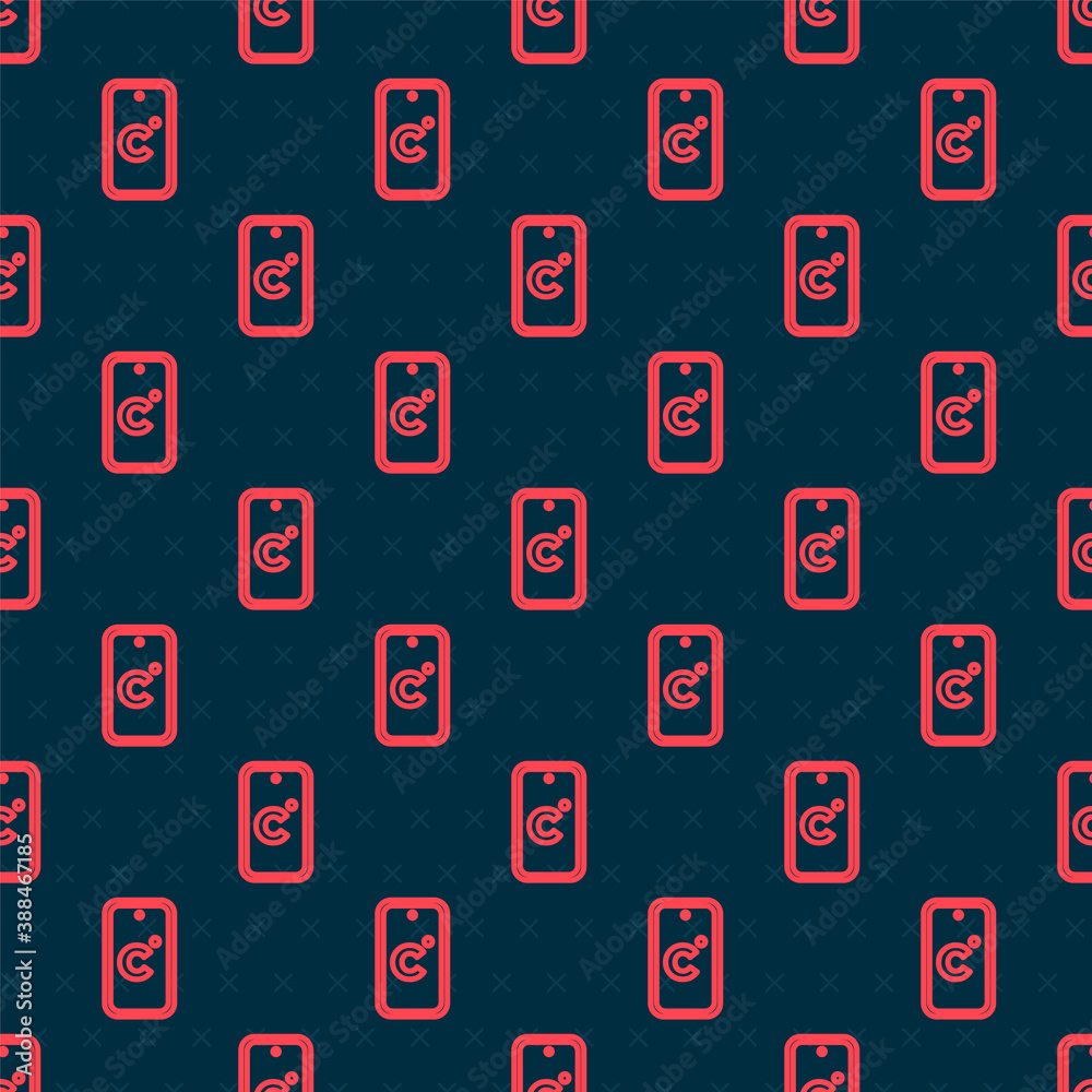 Red line Celsius icon isolated seamless pattern on black background. Vector.