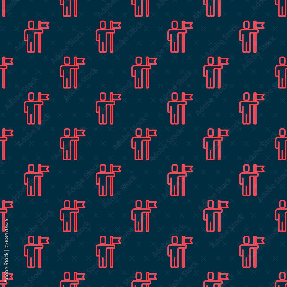 Red line Leader of a team of executives icon isolated seamless pattern on black background. Vector.