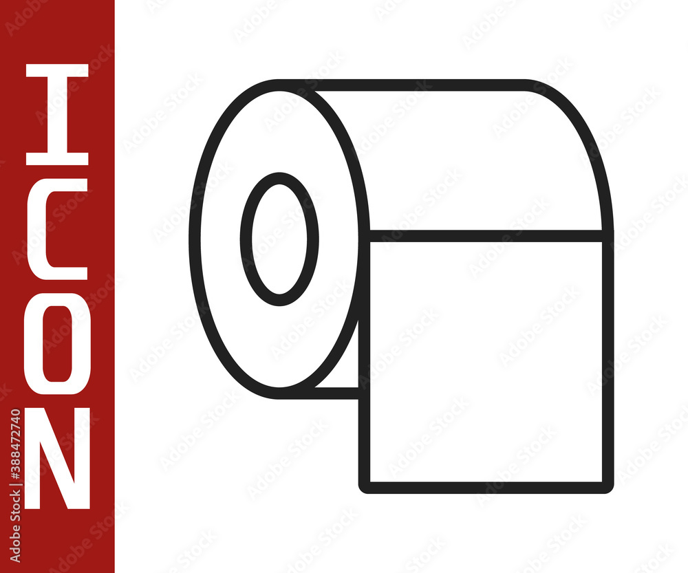 Black line Toilet paper roll icon isolated on white background. Vector.