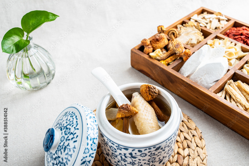 Traditional Chinese Nourishing Soup Matsutake Stewed Chicken Soup