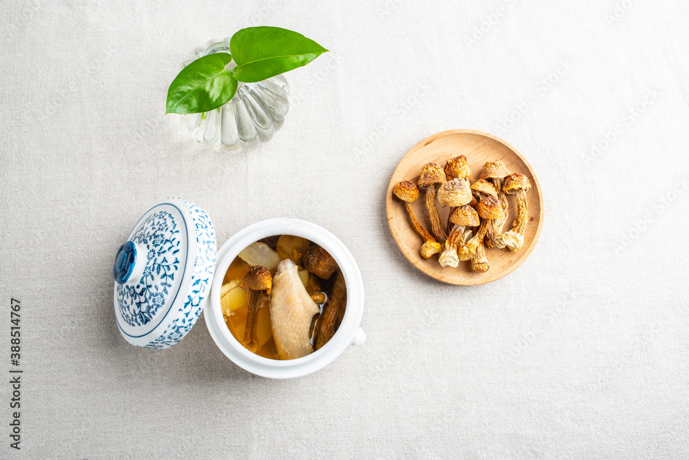 Traditional Chinese Nourishing Soup Matsutake Stewed Chicken Soup