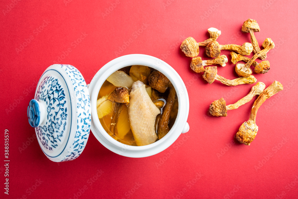 Traditional Chinese Nourishing Soup Matsutake Stewed Chicken Soup