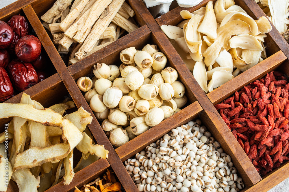 Chinese traditional nourishing soup ingredients