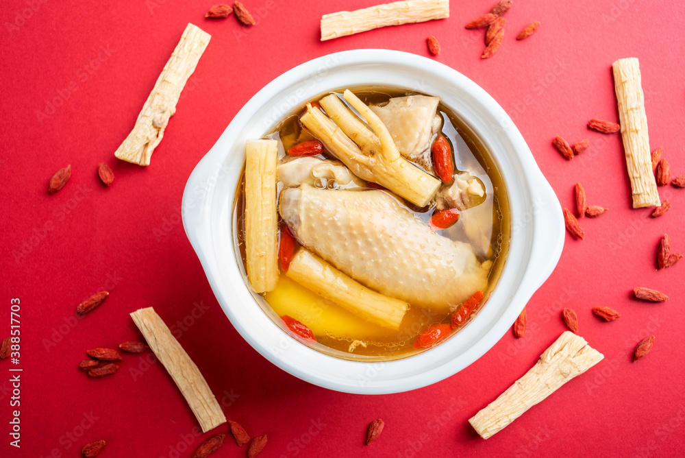 Chinese Traditional Nourishing Soup Codonopsis and Wolfberry Stewed Chicken Soup