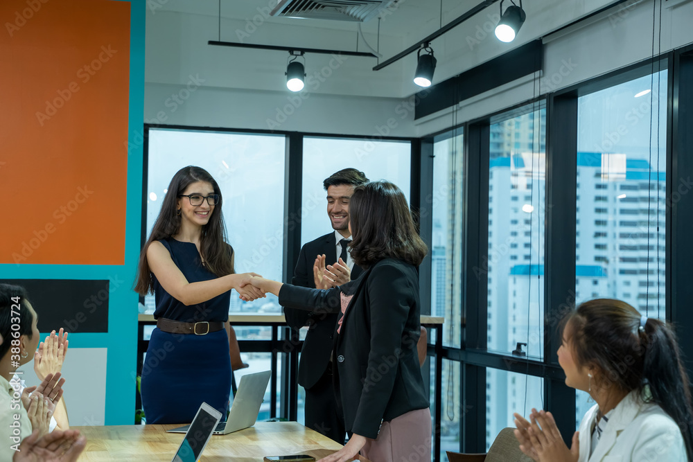 Business people shaking hands,Finishing up a meeting,Teamwork and success concept.