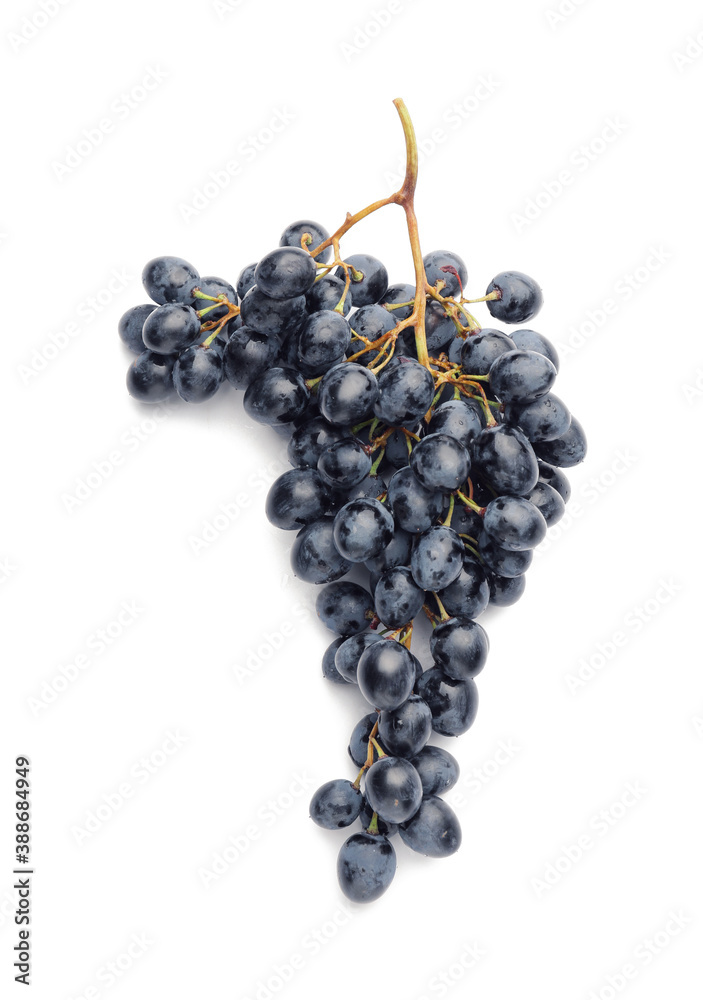 Sweet ripe grapes on white background