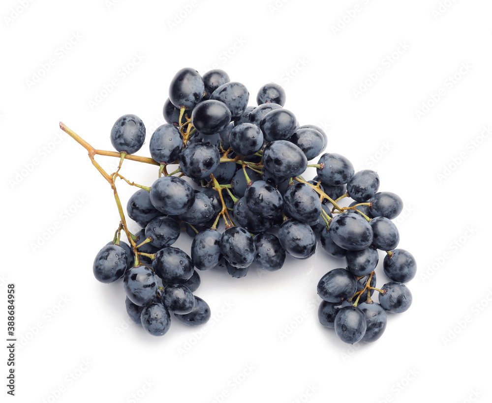 Sweet ripe grapes on white background