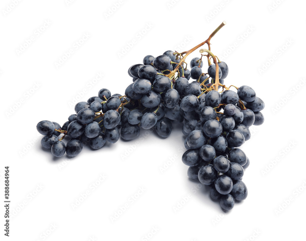 Sweet ripe grapes on white background