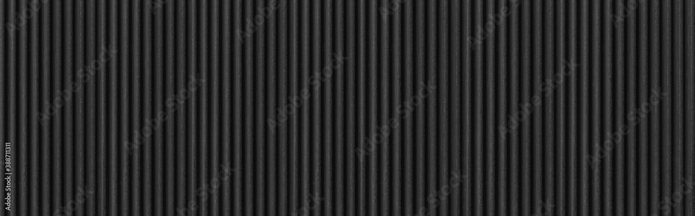 Panorama of Black Corrugated metal background and texture surface or galvanize steel