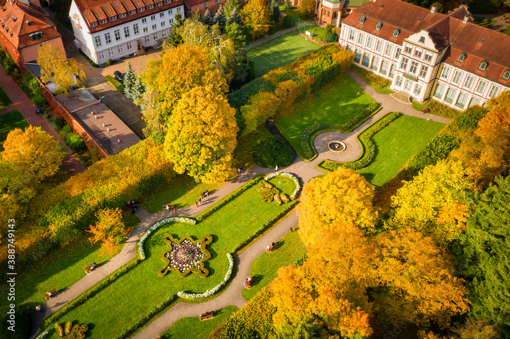 Beautiful scenery of the autumnal park in Gdansk Oliwa. Poland