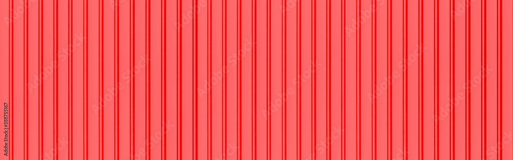 Panorama of Red Corrugated metal background and texture surface or galvanize steel