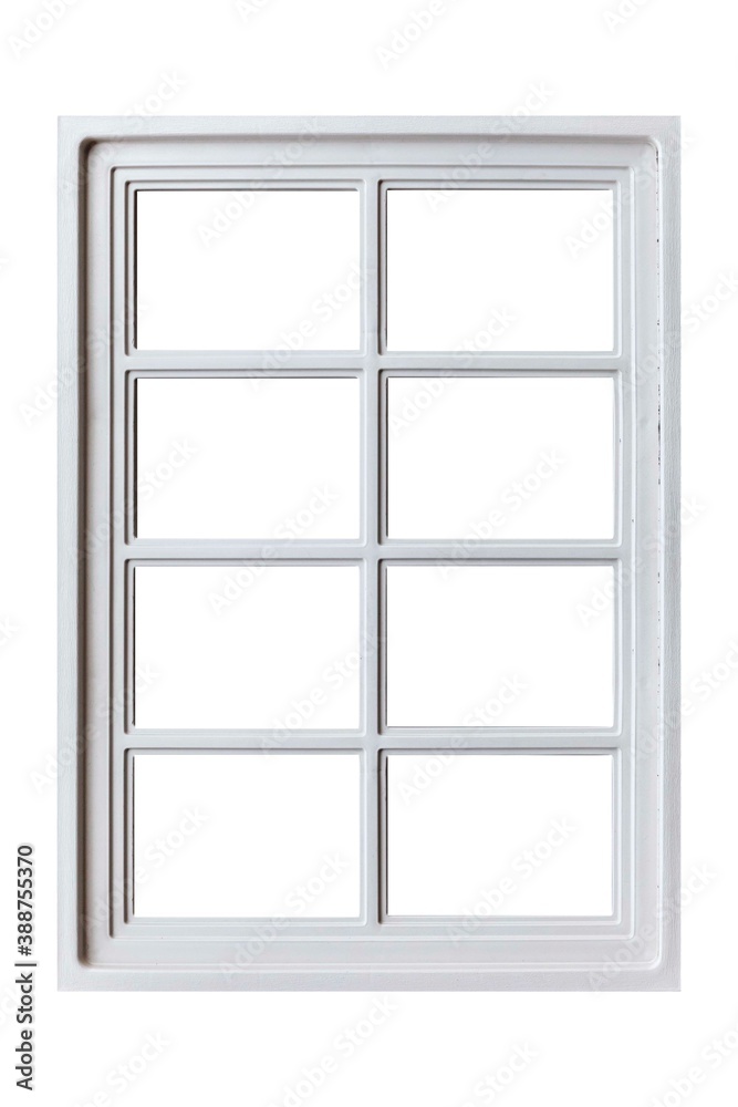 Vintage white wood window frame isolaed on a white background