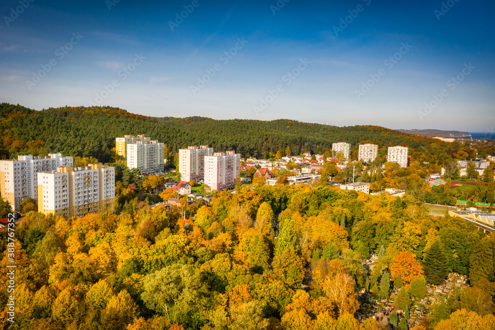 Beautiful scenery of the autumnal park in Gdansk Oliwa. Poland