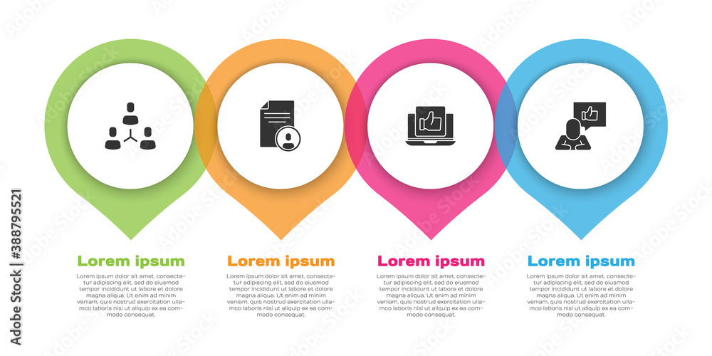 Set Project team base, Resume, Hand like and . Business infographic template. Vector.