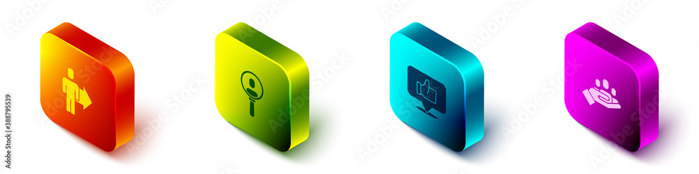 Set Isometric Team leader, Search people, Hand like and for search icon. Vector.