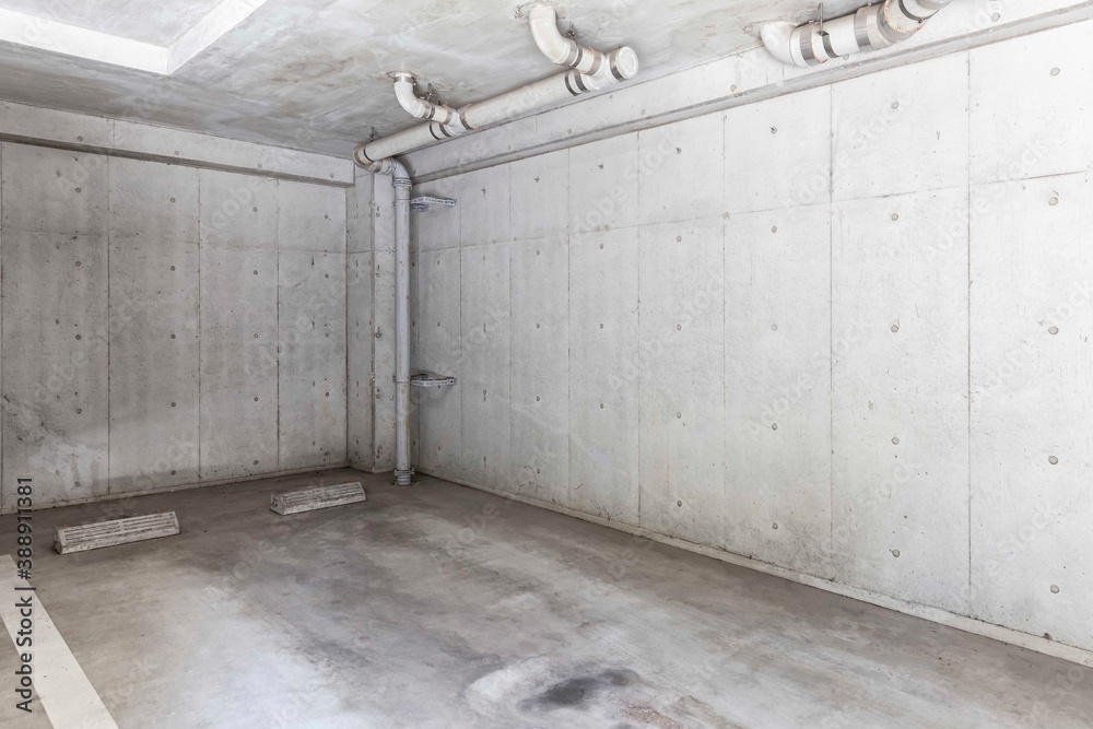 Empty space car park interior at office building