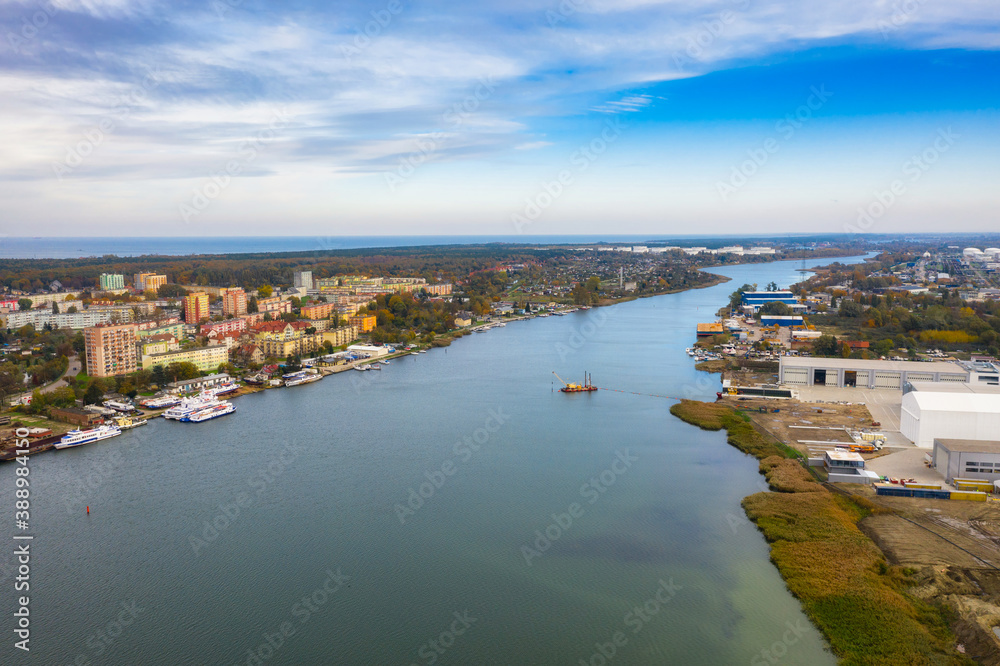 Scenery of the Vistula river in Gdańsk. Poland